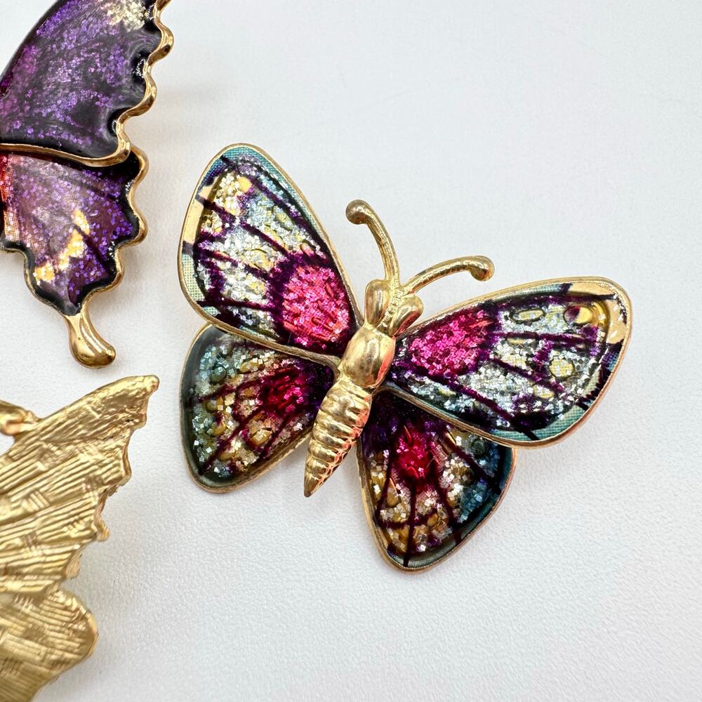 5 Piece Vintage Butterfly Brooch Lot Fairycore Insect Bug Spring Summer Garden - Picture 4 of 12